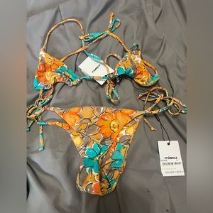 Miaou Floral Bikini in Orange and Teal